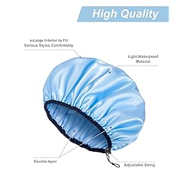 Auban Shower Cap for Women, Adjustable Reusable, Extra Large, Double-Layer Waterproof Bathing cap, Waterproof Exterior, EVA Lining, Hair Cap for All Hair lengths, 3 Colors