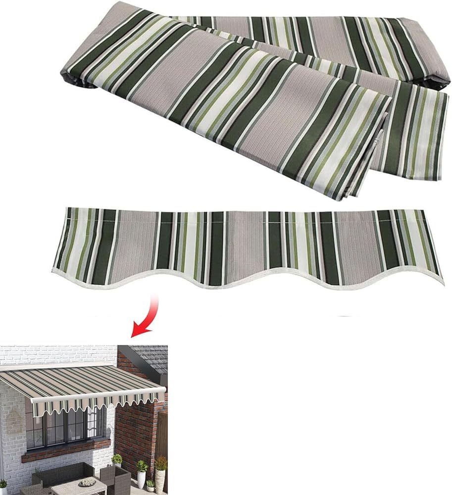 Replacement Fabric For Retractable Patio Awning - 100% 280g Polyester Sunshade Shelter Canvas With Valance For Yard, Deck, Balcony, Telescopic Rod Not Included(Size:19.6x9.8ft)