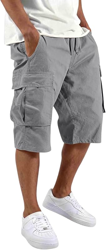 MOKBAY Men's Cargo Shorts Sport Elastic Military Trousers Summer Lightweight Short Shorts Pocket Hiking Work Bermuda Bermuda Shorts