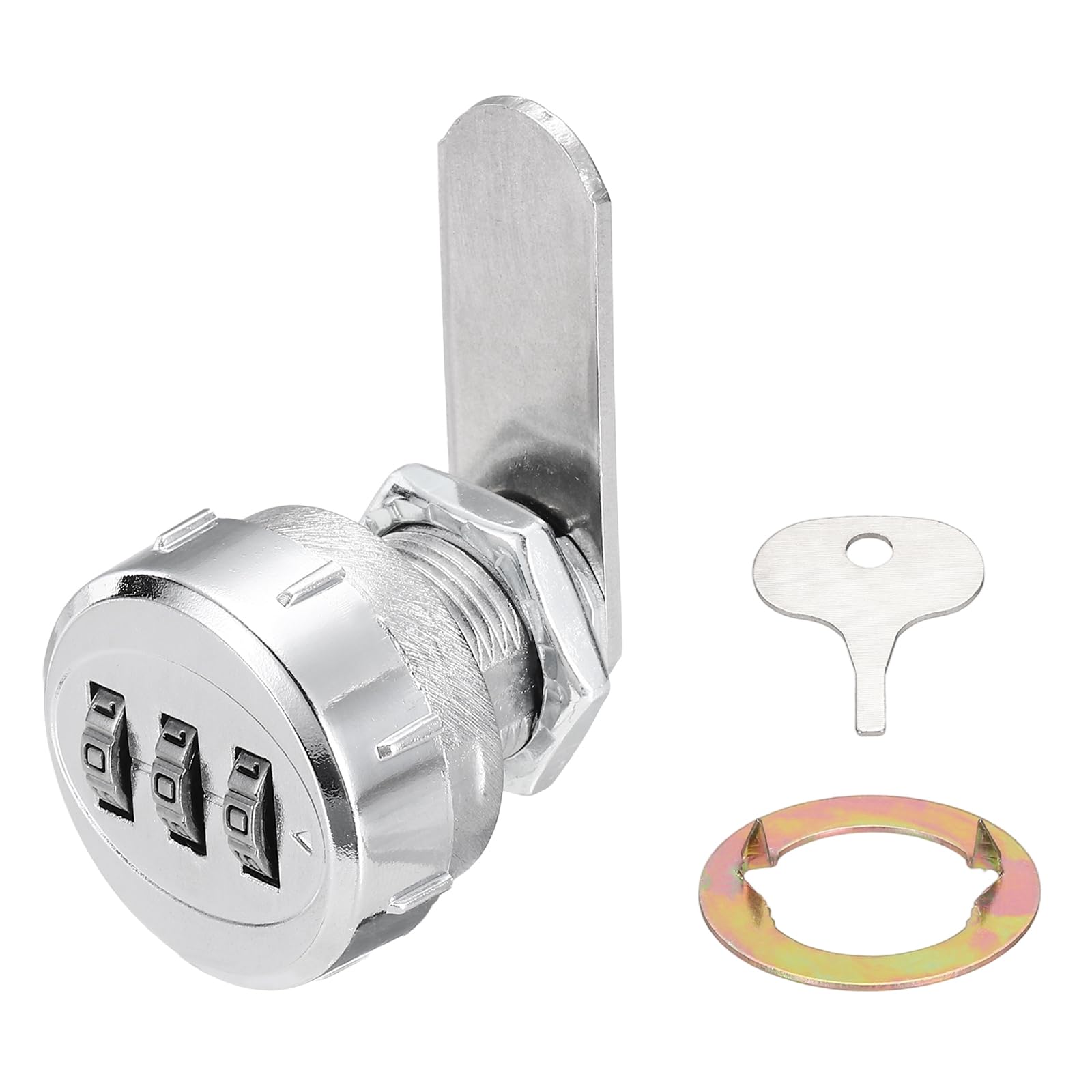 PATIKIL Combination Cabinet Lock, 5/8Inch 3-Digit Keyless Metal Drawer Small Round Head Locks with for Kitchen Cabinet Closet Cupboard Locker Wooden Door, Silver