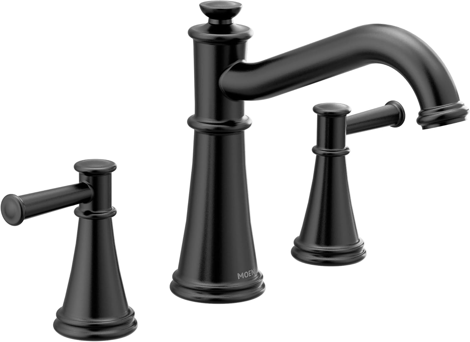 Moen Belfield Matte Black Two-Handle Deck Mount Roman Tub Faucet Trim Kit, Valve Required, T9023BL