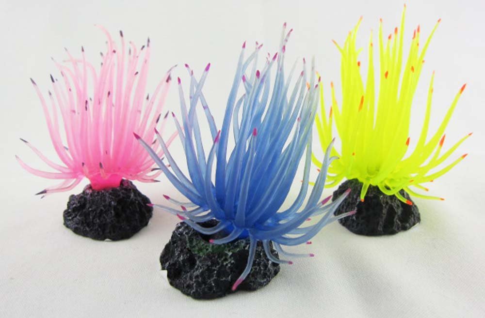 3×Aquarium Tank Silicone Sea Artificial Anemone Coral Ornament MI303