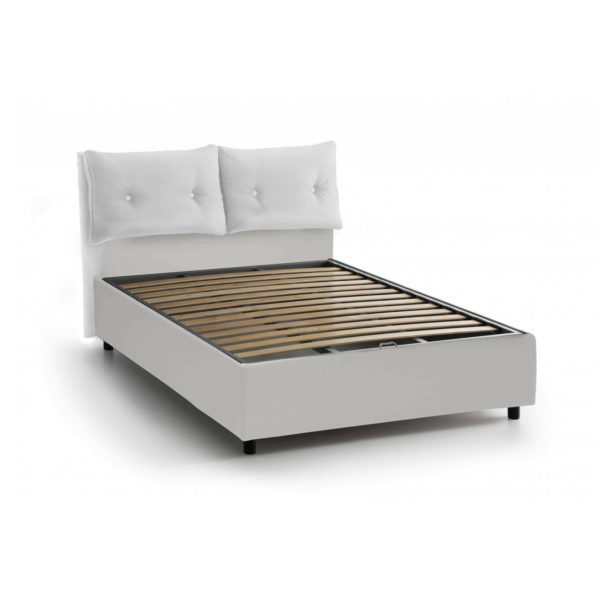 Talamo Italia - Letto matrimoniale Elisabetta, Letto contenitore con rivestimento in tessuto, 100% Made in Italy, Apertura frontale, adatto per materasso Cm 160x190, Bianco