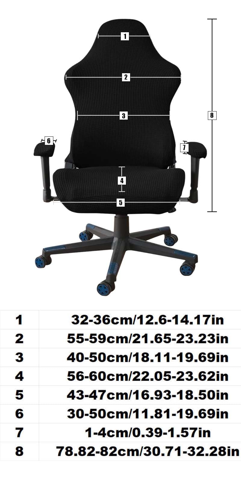 4 pezzi RivestimentoperSediadaGioco,Coprisedie da Ufficio,coprisedia da gioco,Copertura per Sedia da Gaming,con cerniera,adatto per sedie da gioco,sedie da computer,sedie girevoli (nero)