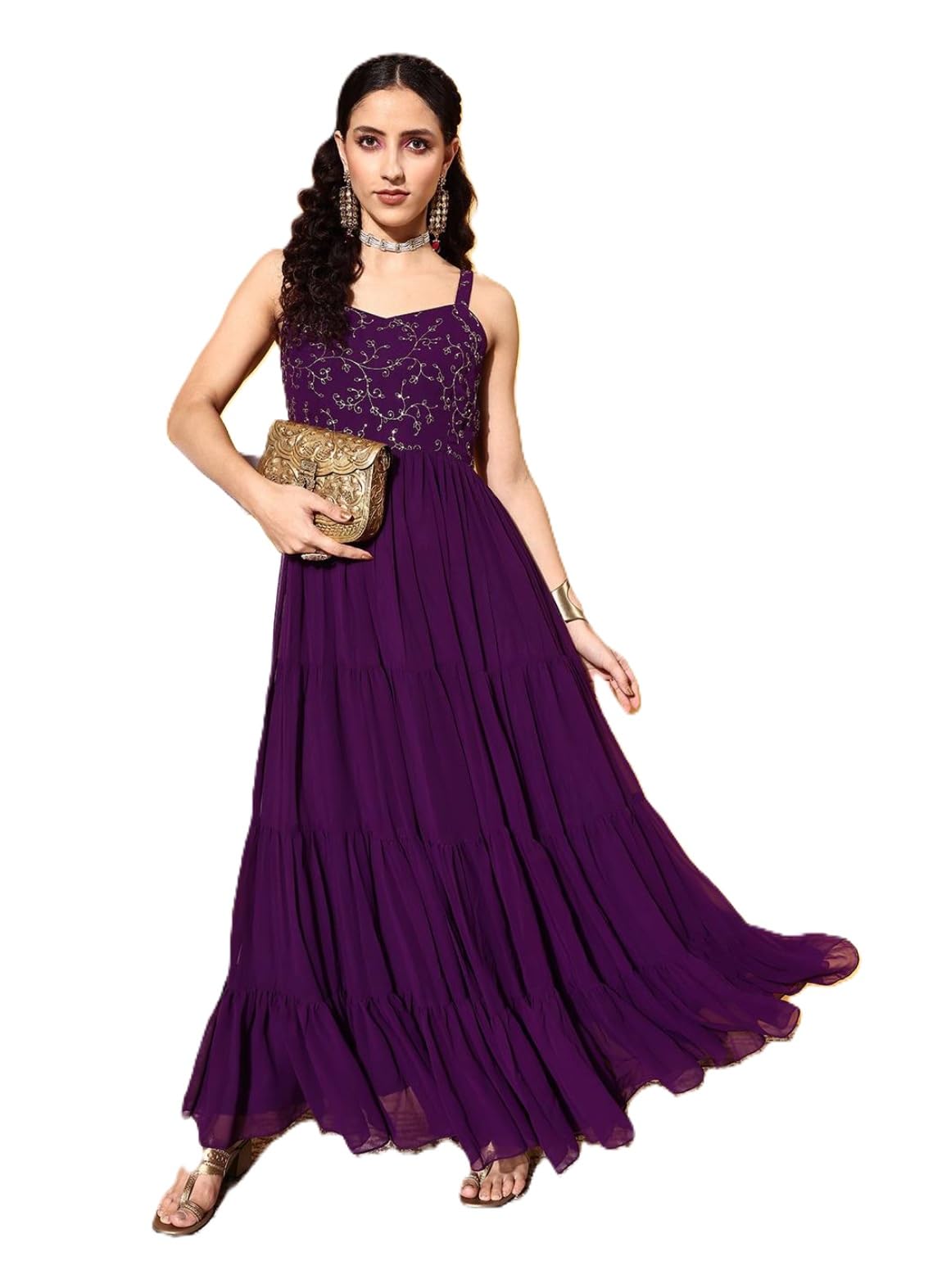Shivay Nand Fashion Women Embroidery Georgette Fit and Flare Dress-picture-40