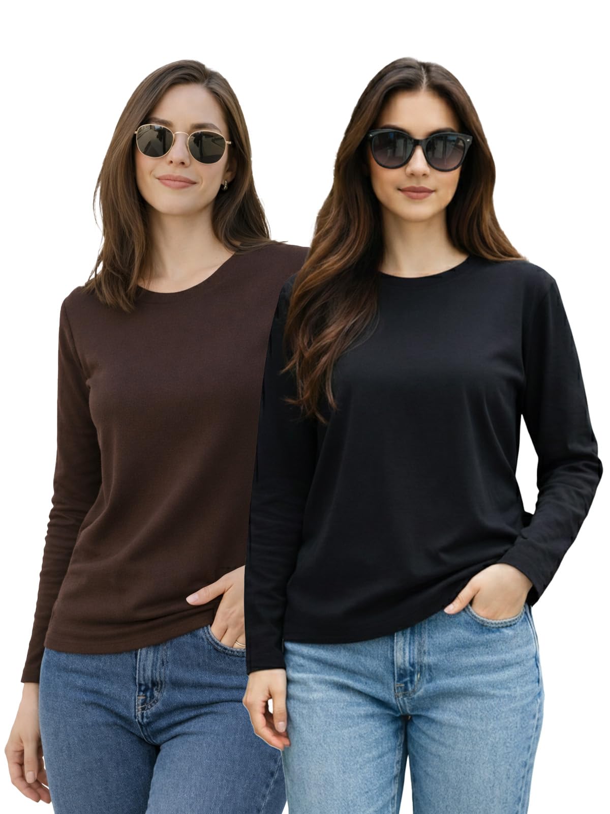 Women’s Regular Fit T-Shirt in Spun Cotton Material, Comfortable Plain Casual Wear Top for Daily Use, (Pack of 2) Available in Sizes S to 2XL-image-13