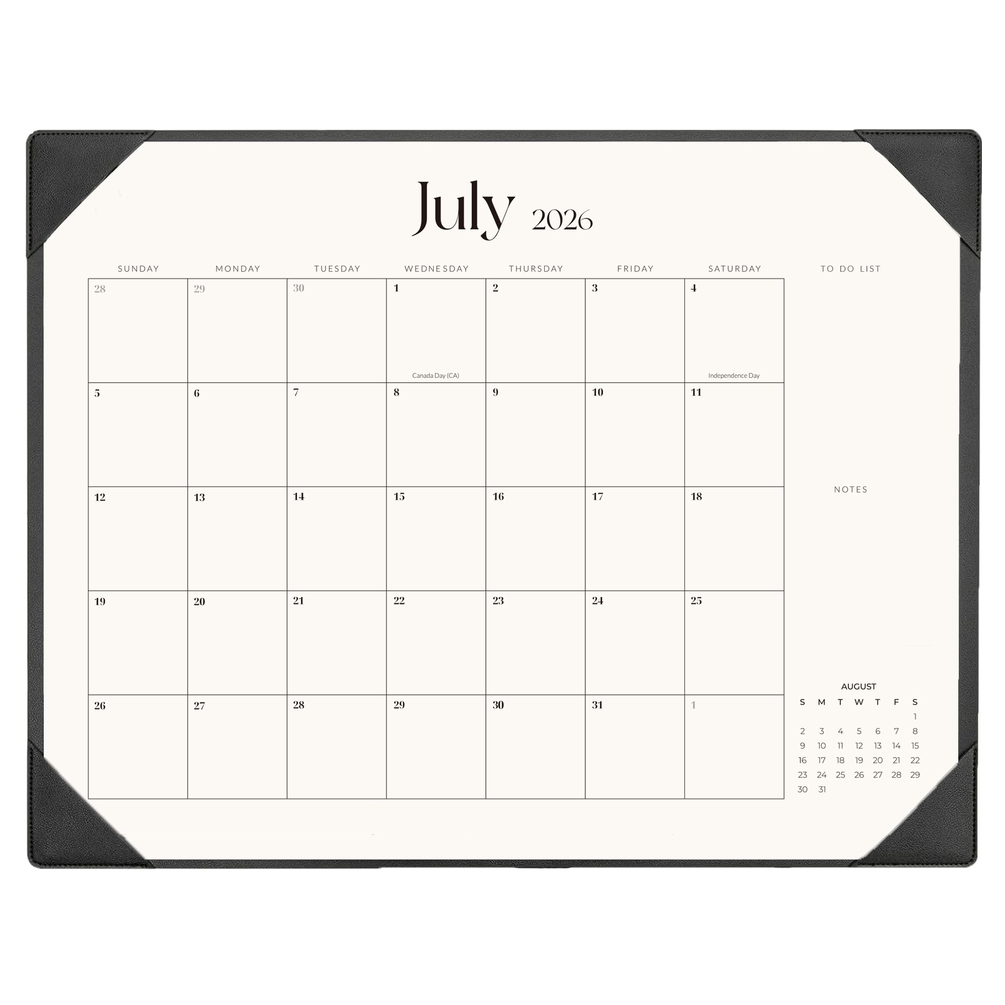 Calendrier de bureau 2025-2026 avec sous-main – Grand calendrier de bureau de 55,9 x 43,2 cm de septembre 2025 à décembre 2026, fournitures de bureau, calendrier mensuel pour la maison et le bureau