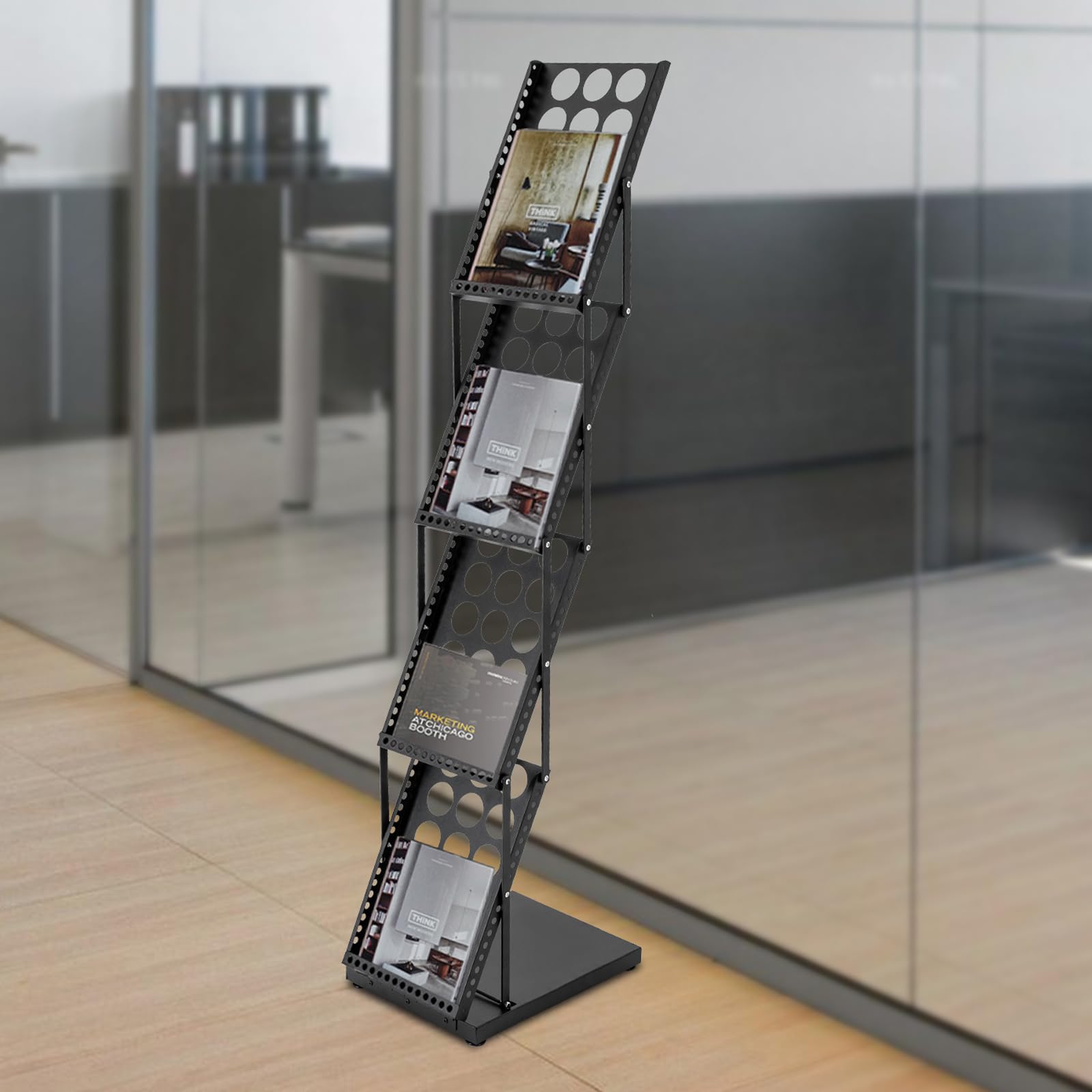 Présentoir pliable A4 debout, porte-revues A4, noir