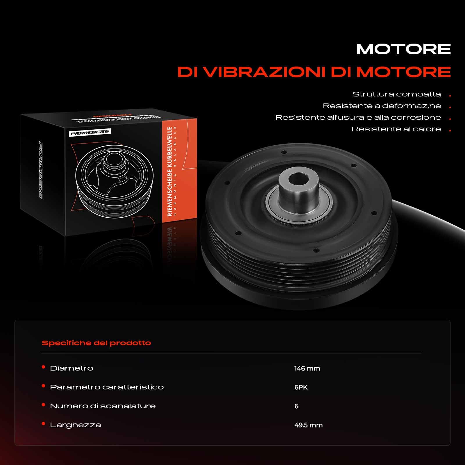 Frankberg Puleggia albero motore 1151392 1143413 | Compatibile con: Galaxy WA6, Mondeo IV BA7, S-Max WA6, Mondeo IV Berlina BA7, Transit Connect P65 P70 P80