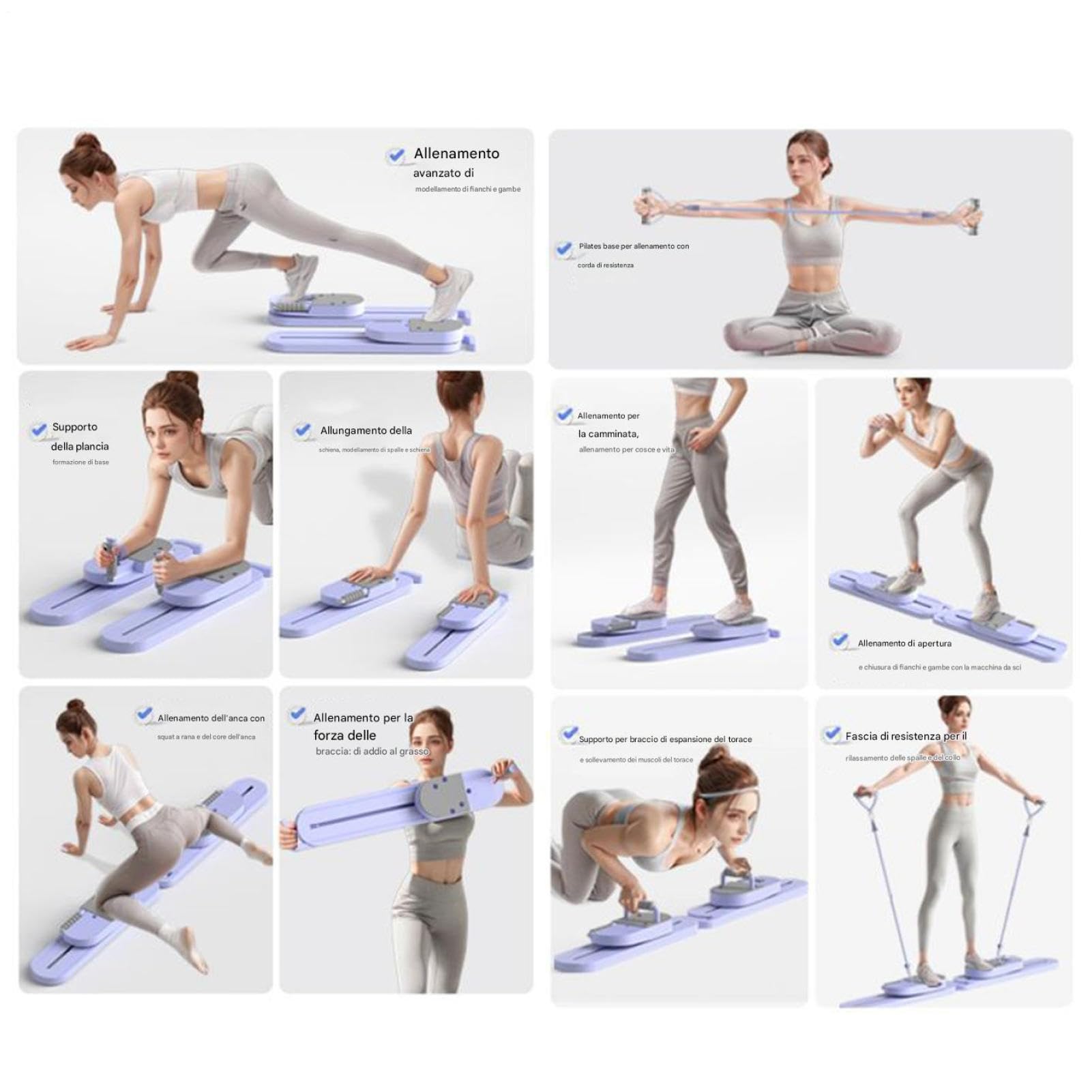 Macchina Pilates per Allenamento a Casa Macchina Addominale Split | Reformer Pilates Portatile Attrezzo Fitness Multifunzione Allenamento Gambe Braccia Palestra Lavo