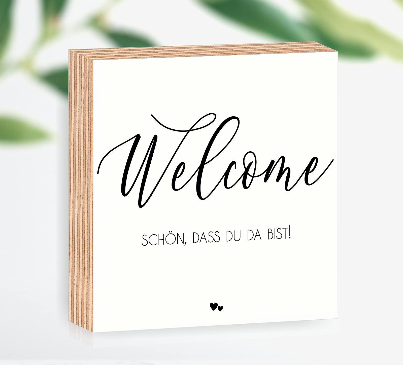 WTD - Quadro in legno Du bist Wunder! 15 x 15 x 2 cm da appoggiare/ appendere, vera stampa fotografica con scritta in legno di betulla rivestito, il regalo perfetto per le persone