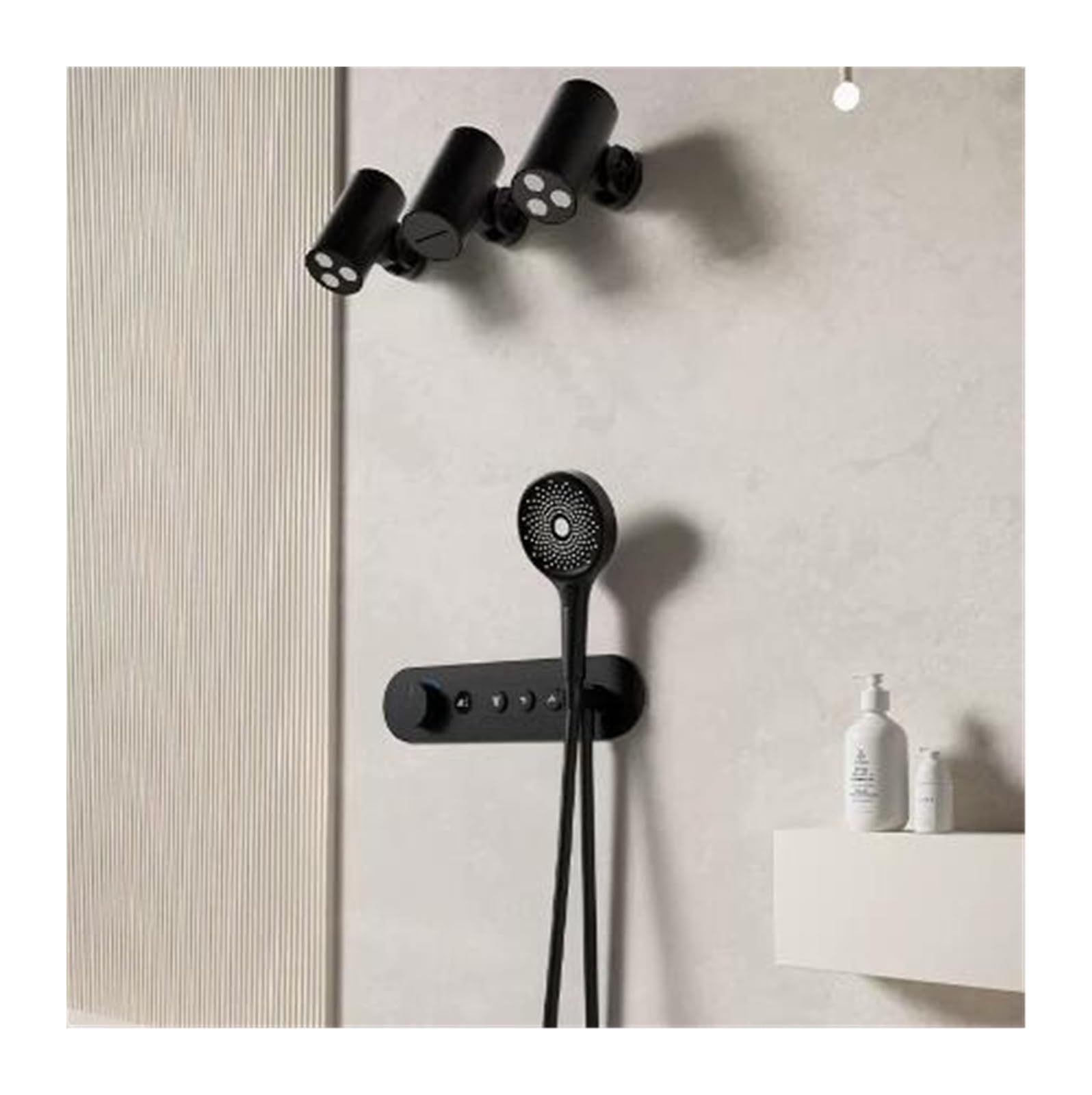Thermostatic Digital Display Shower Set, Big Rainfall Mixer Faucet,Bathtub Stand Kit Luxury Constant(Nero)