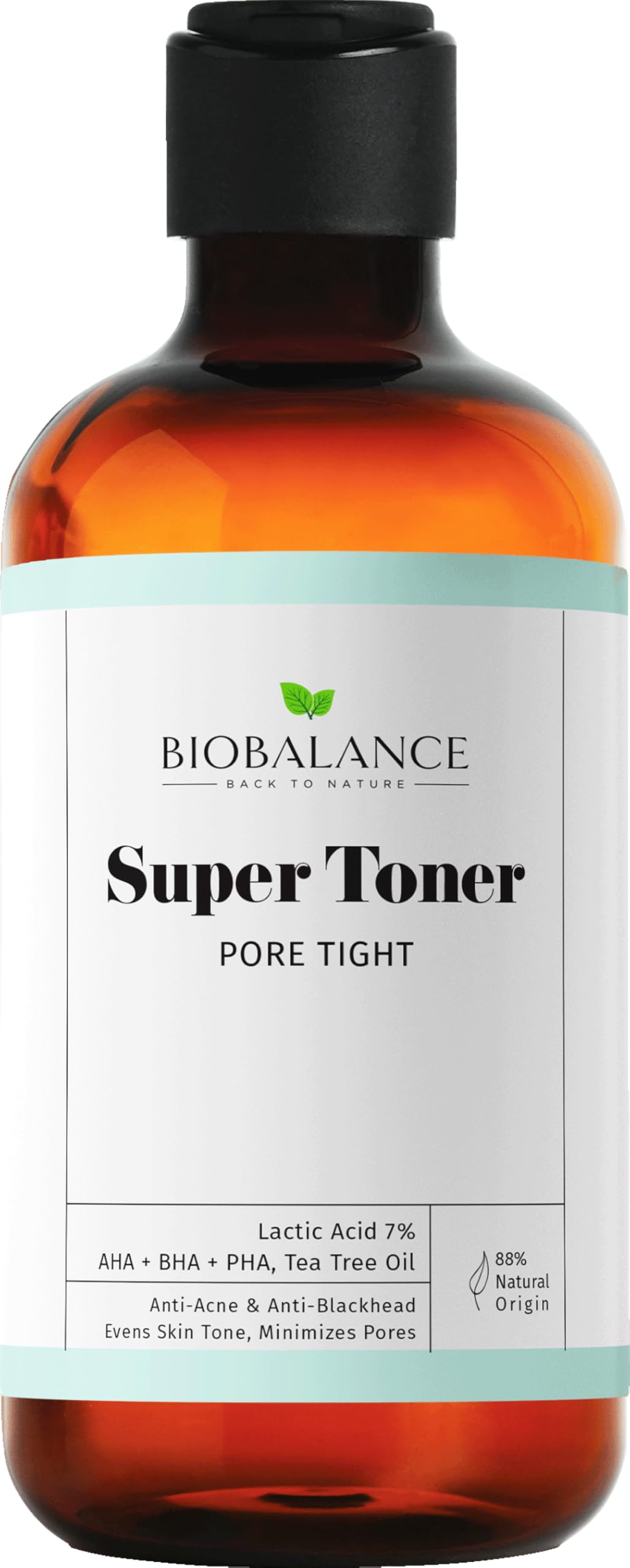 Bio Balance Super Toner Pore Tight | Enriched with Lactic Acid 7%, AHA, BHA, PHA and Tea Tree Oil | Anti Acne, Anti Blackhead, Evens Skin Tone and Minimizes Pores | 88% Natural Origin | 250ml