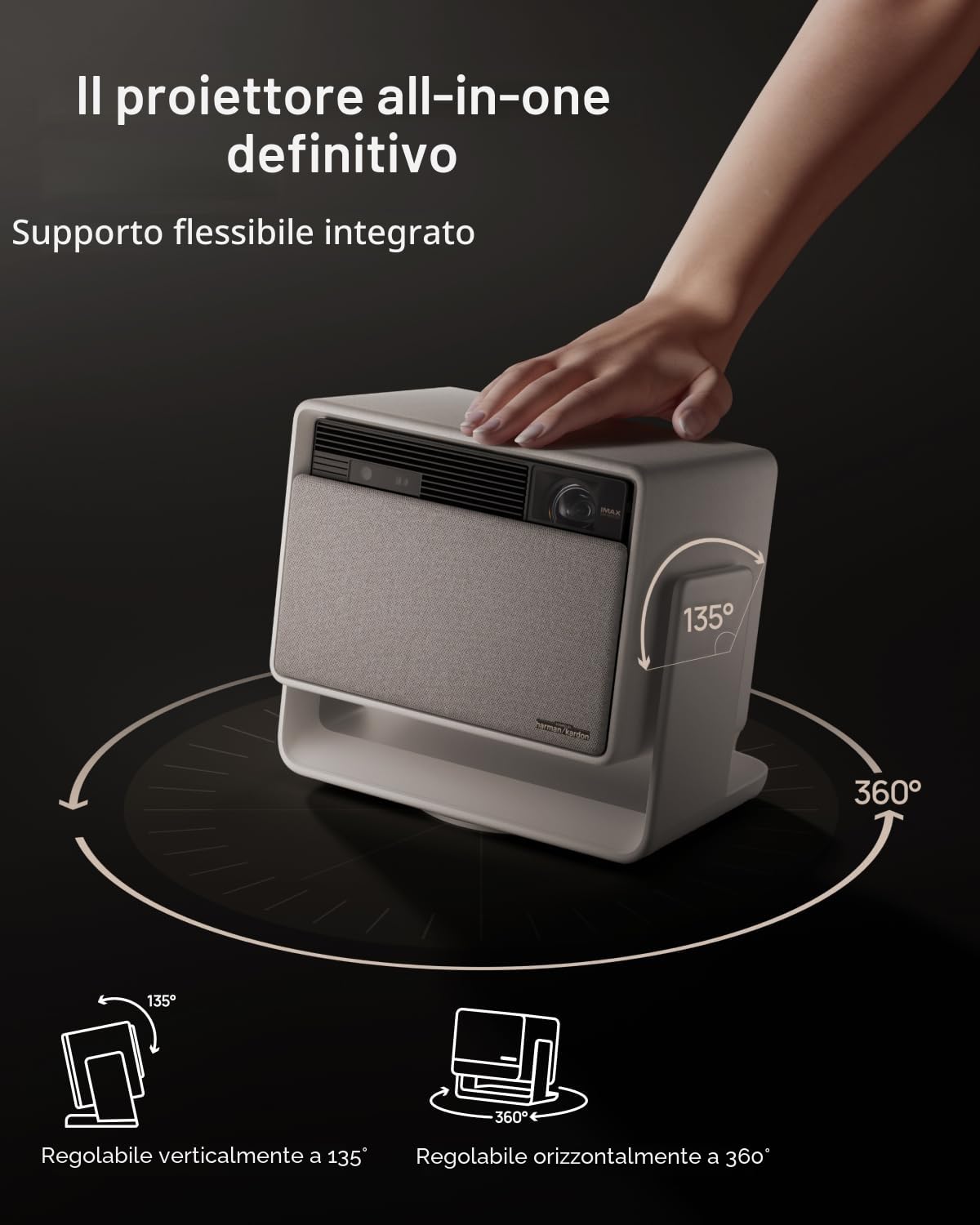 XGIMI HORIZON S Max proiettore 4K, IMAX Enhanced, Dolby Vision, 3100 lumen ISO, 110% BT.2020, supporto flessibile integrato, adattamento intelligente dello schermo, 2 x 12W Harman Kardon
