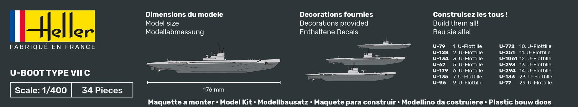 Heller Construction Et Maquettes U-Boot Echelle 1/400ème
