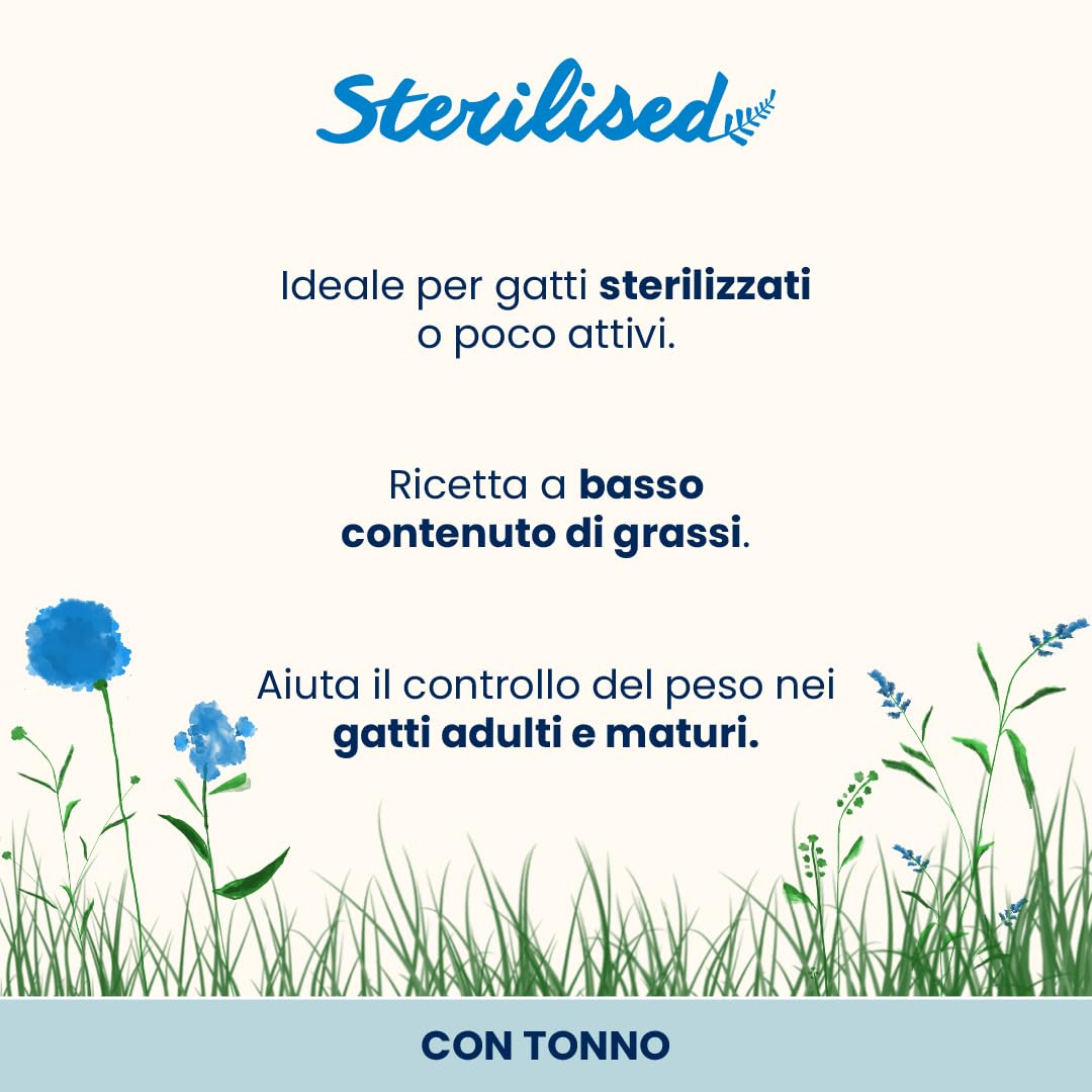 Almo Nature Functional - Sterilised - Alimento Umido per Gatti Adulti e Maturi, Sterilizzati o Poco Attivi - con Tonno - Basso Contenuto di Grassi, Idratante - 70g (Confezione da 30)