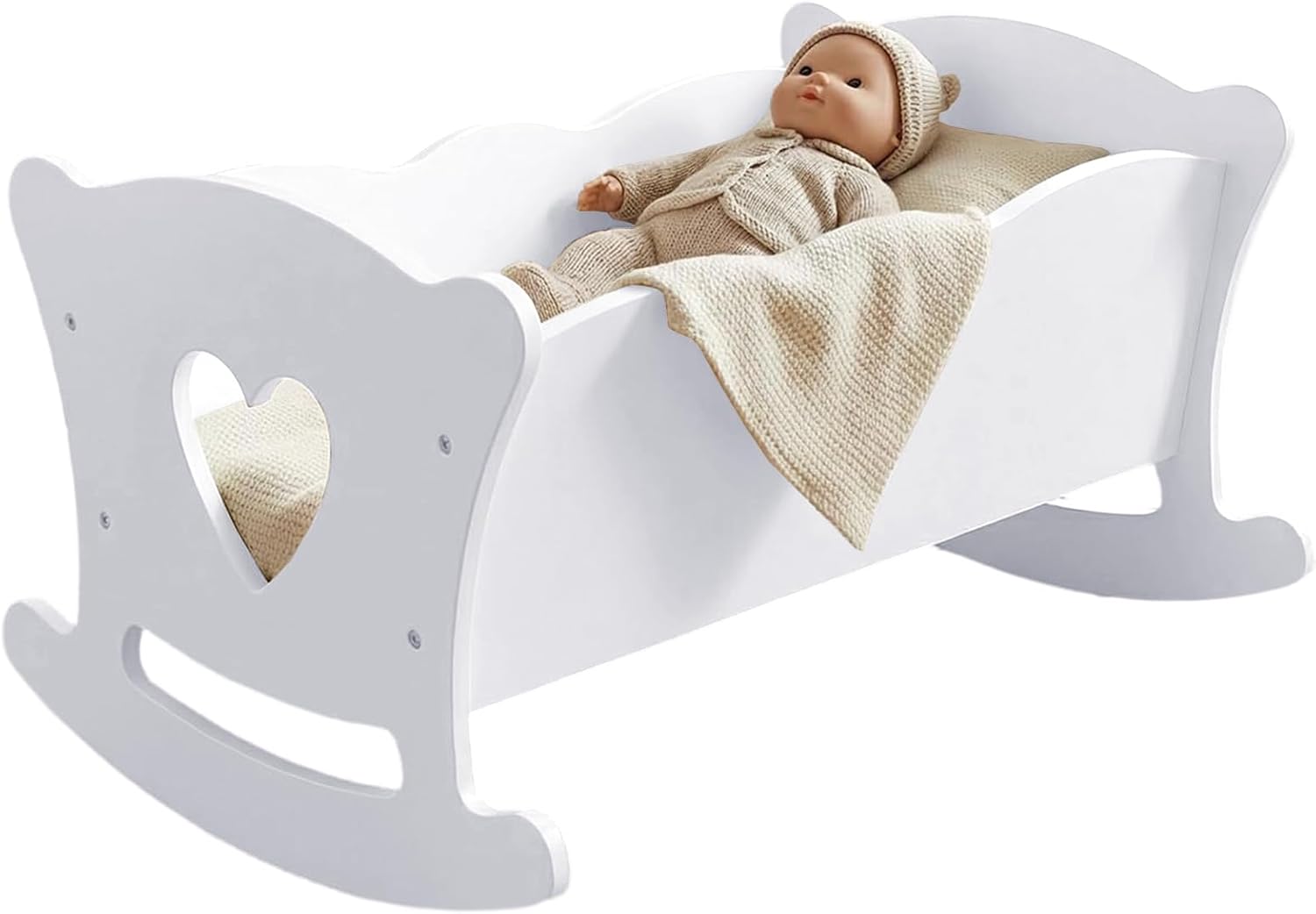 Genérico Doll Cot Toy – Fun and Cute Wooden Nursery Furniture Set, Rocking Cradle for Dolls, for Boys and Girls, Preschoolers and Education Students