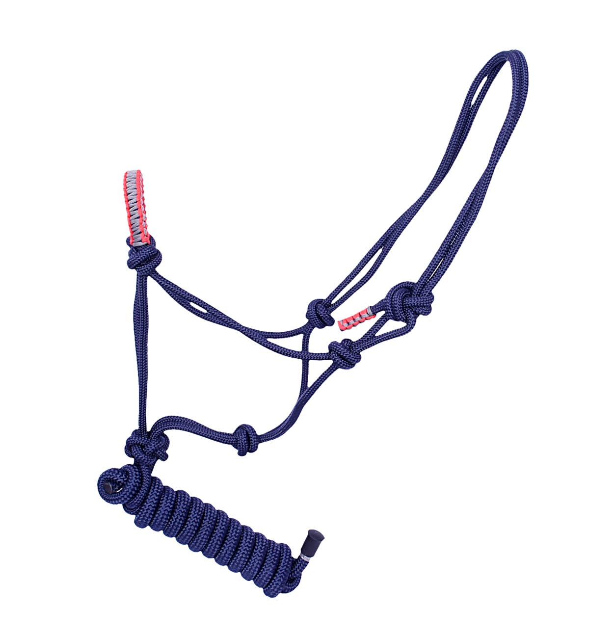 Y&Z Adjustable Nylon Horse Halter with Nylon Rope Lead (CoB, Blue-Gray)
