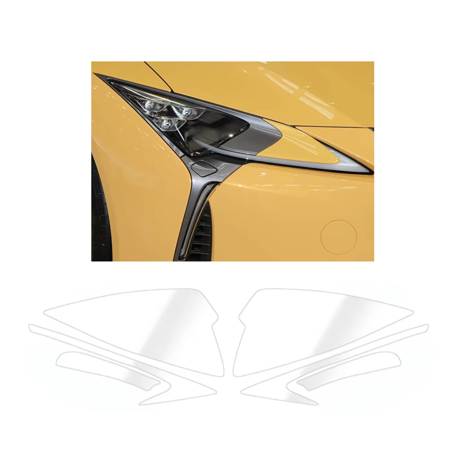 Headlight Film for Lexus LC 500/500H Z100 2018-2026, 1Set Transparent/Smoke Black Car Headlight TPU Protective Film