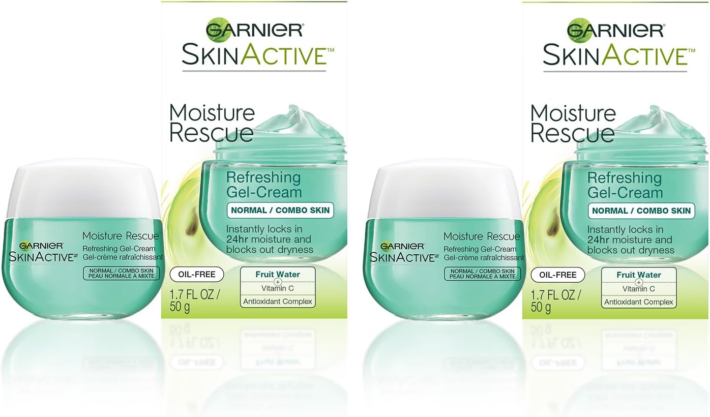 Moisture Rescue Refreshing Gel-Cream for Normal/Combo Skin, Oil-Free, 1.7 Oz (50g), 2 Count (Packaging May Vary)
