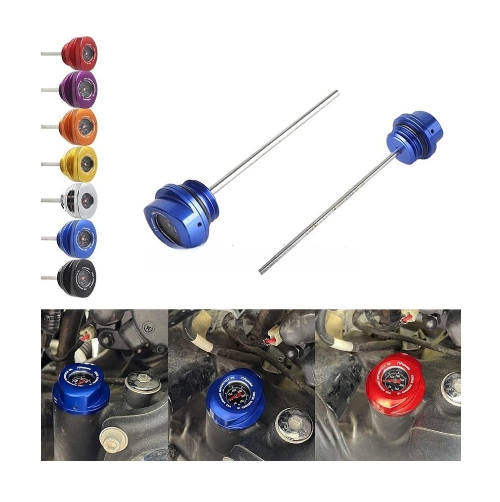 Accesorios para Motos Varilla Medidora Temperatura Aceite Motorbike Motor Tapa Depósito con Medidor Aceite Varilla(Black)