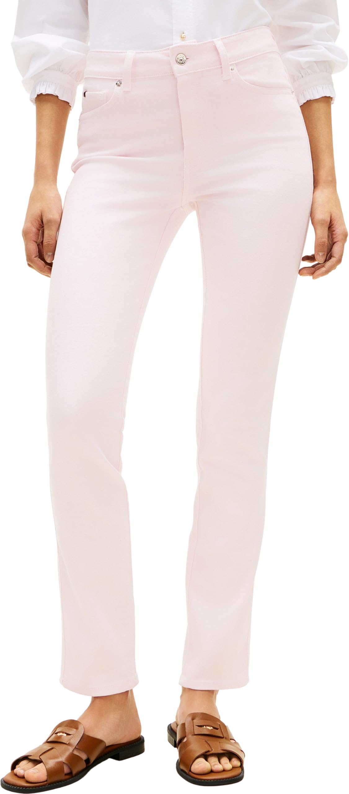Tommy Hilfiger Women's DNM Clr Slim Rw WW0WW48579, Pink, 29W / 28L