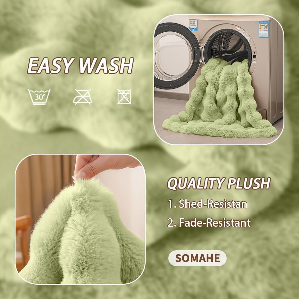 Self-Warming Cat Blanket for Indoor Cats & Small Dogs, Dual-Side Sherpa Plush Throw, Anti-Static Shared Couch Mat for Crate & Travel, Machine Washable No Shrink, 28x22 Inch Green