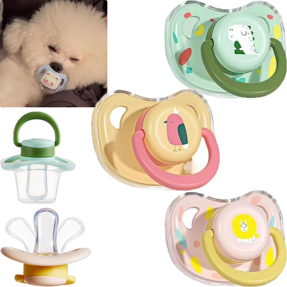 UIRPK 3/6/9pc Pet Dog Silicone Pacifier,Dog Pacifier,Dog Pacifier Chew Toy,Puppy Pacifier For Small Dogs,Cat Pacifier For Kittens,Chew Toys For Small Dogs,Dog Pacifier For Small Dogs (3PCS,S)
