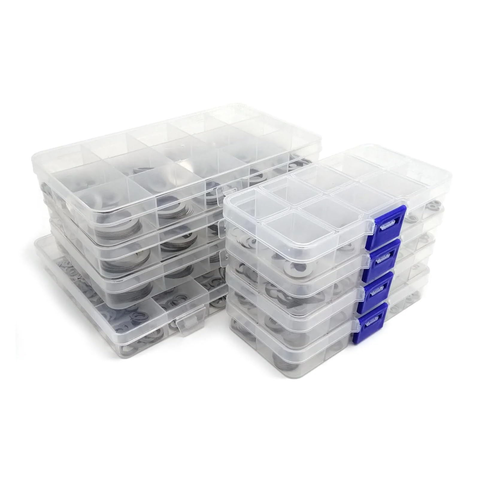 Juego surtido con arandelas 1 Juego de arandela plana ultrafina ajuste M3 a M20, 0,1mm,2mm,30mm, Kit junta cuña, caja acero inoxidable(0.1mm 500pcs)