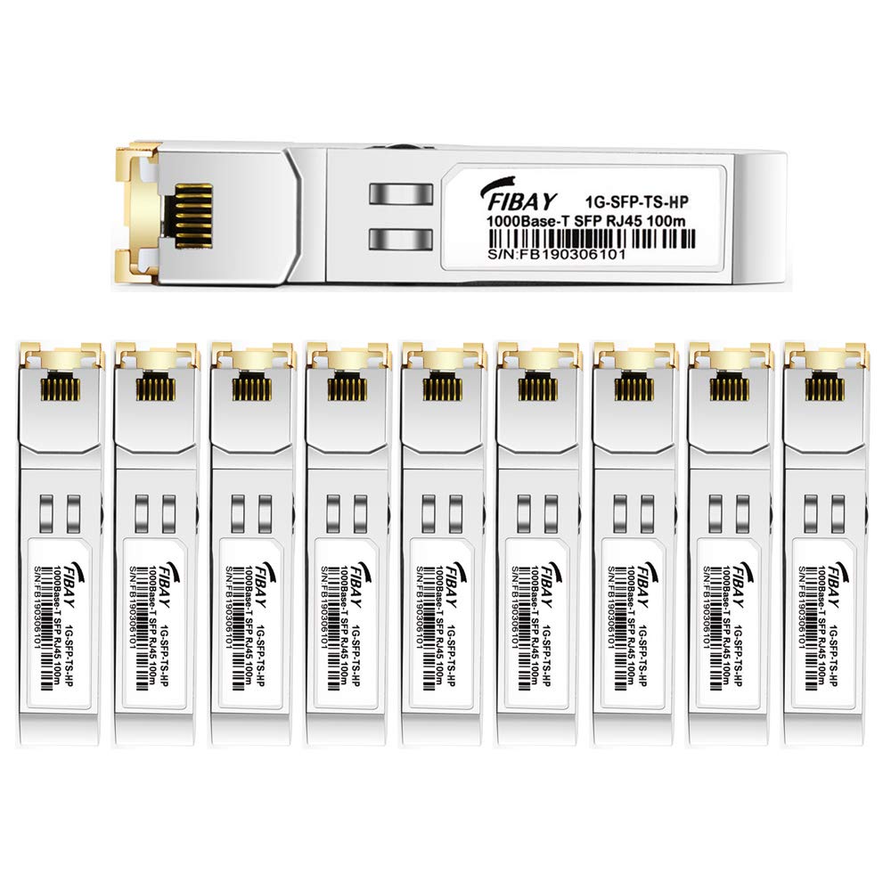 SFP to RJ45 for HPE Procurve J8177C J8177B J8177A Aruba J8177D 1000BASE-T Mini-GBIC Fiber Optical Copper SFP Transceiver Module, 100m, Pack of 10