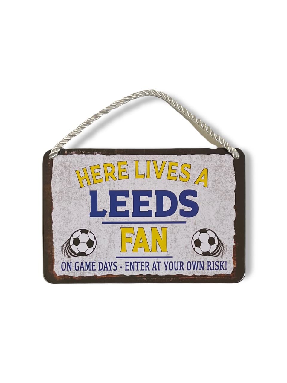 Metal Tin Sign - Leeds Football Soccer Sports - Wall Plaque Retro Vintage 18X12 Cm Decorative Sign - For Bar Pub Dining Room Kitchen Bedroom Office Garage - Funny Stylish Gift