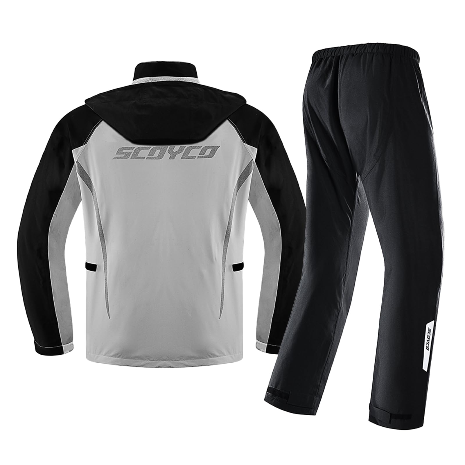 Scoyco Rain Jacket Men Waterproof, 2 Layers Packable Lightweight Breathable Rain Suit with Hood for Outdoor Motorcycle Bike Golf Cycling Hiking Fishing