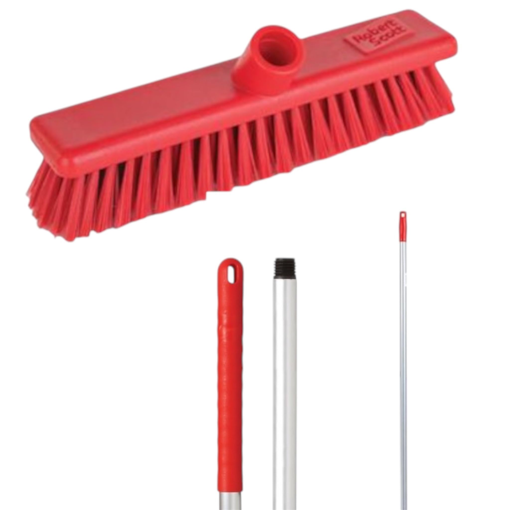 Aardvark Janitorial Supplies Red Robert Scott Soft Washable Broom Head 30Cm And 125Cm Hygiene Handle For Indoor And Outdoor Sweeping (Red)