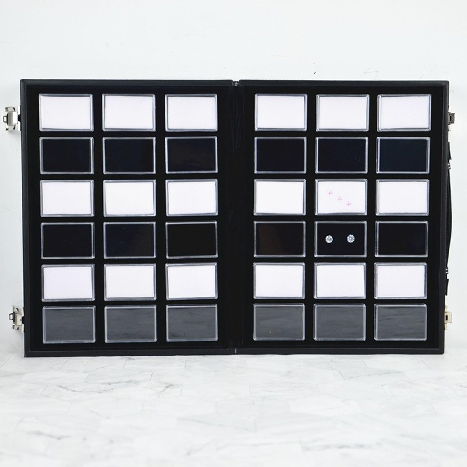 Expositor acrílico para joyas Organizador， Joyero rectangular acrílico con organizador mango de cuero