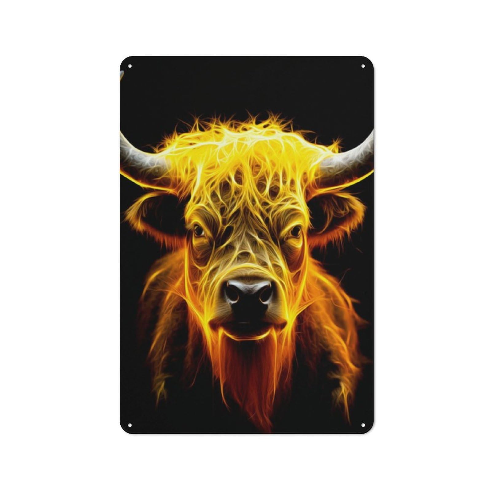 Junmoney Bull Tin Wall Plaque 30X20cm With For Hallway Wall, For Home Interiors, Feature Walls And Decorative Displays