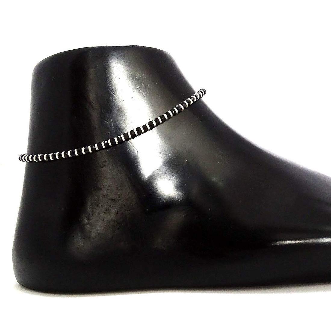 Enorme Basket 1031 – Elegante & Cool One Nazariya Cavigliera (ayal) & One Nazariya Bracciale con perline in argento e nero (cristallo) in argento Sterling 92,5 per ragazze e donne