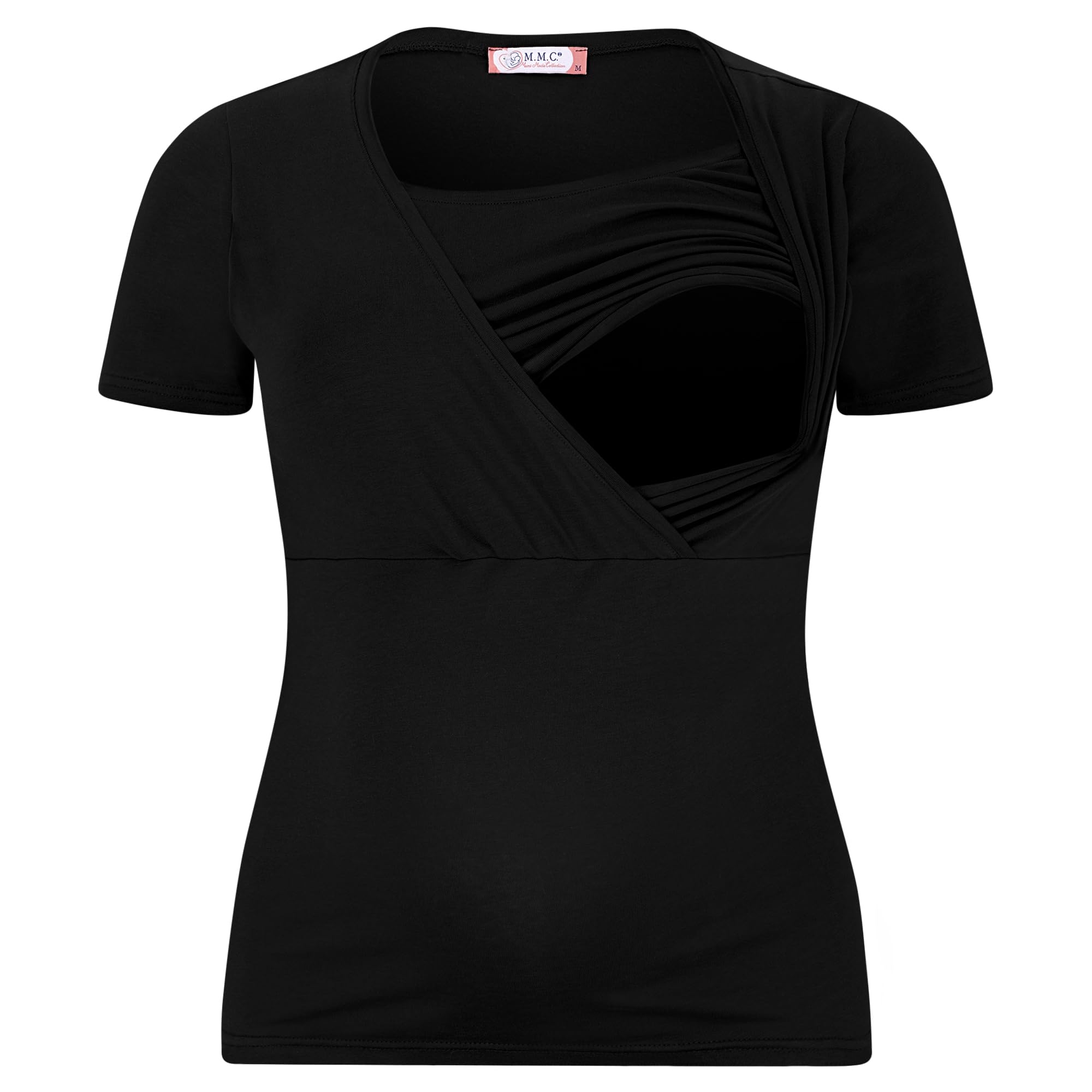M.M.C. Lot de 3 t-shirts d'allaitement, couleur unie, mode de grossesse, d'allaitement, manches courtes