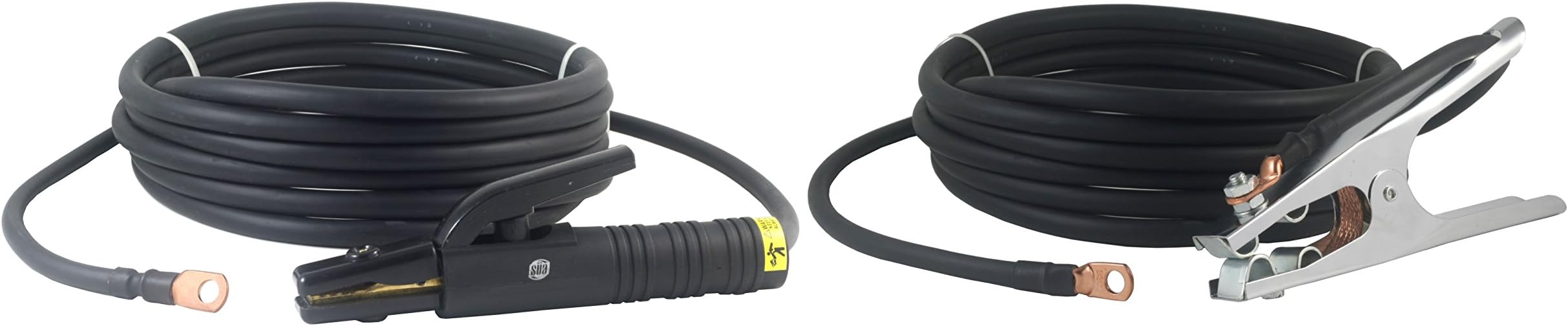 SÜA - 200 Amp Welding Leads Assembly Set - Terminal Lug Connector - #2 AWG Cable (15 FEET Each Lead)
