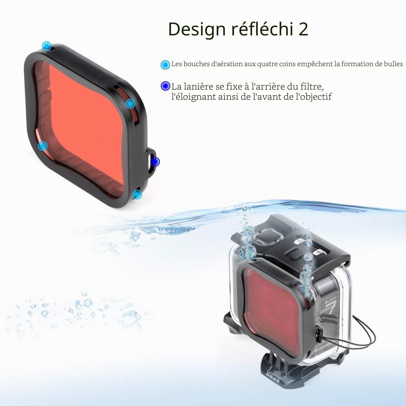 SOONSUN Lot de 3 filtres de plongée pour GoPro Hero 5 6 7 Noir Super Suit - Filtre Rouge, Rouge Clair et Magenta - Améliore Les Couleurs pour diverses Conditions de vidéo et de Photographie