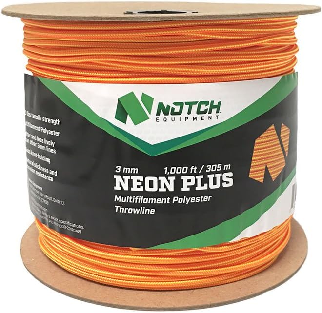 Notch Neon Plus 3mm - 200 ft. Polypropylene Throwline, Resists Tangling, Bright Orange, Tensile Strength: 350 lbs. (NPT-200)