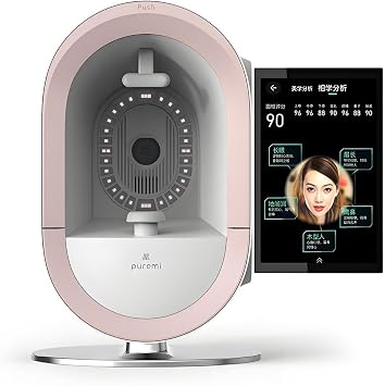 AI Skin Analyzer Machine, Facial Skin Analysis, 3D Skin Problem Detection Machine with 12 Spectra, 30 Indicators Data Analysis, Multilingual Support,Pink