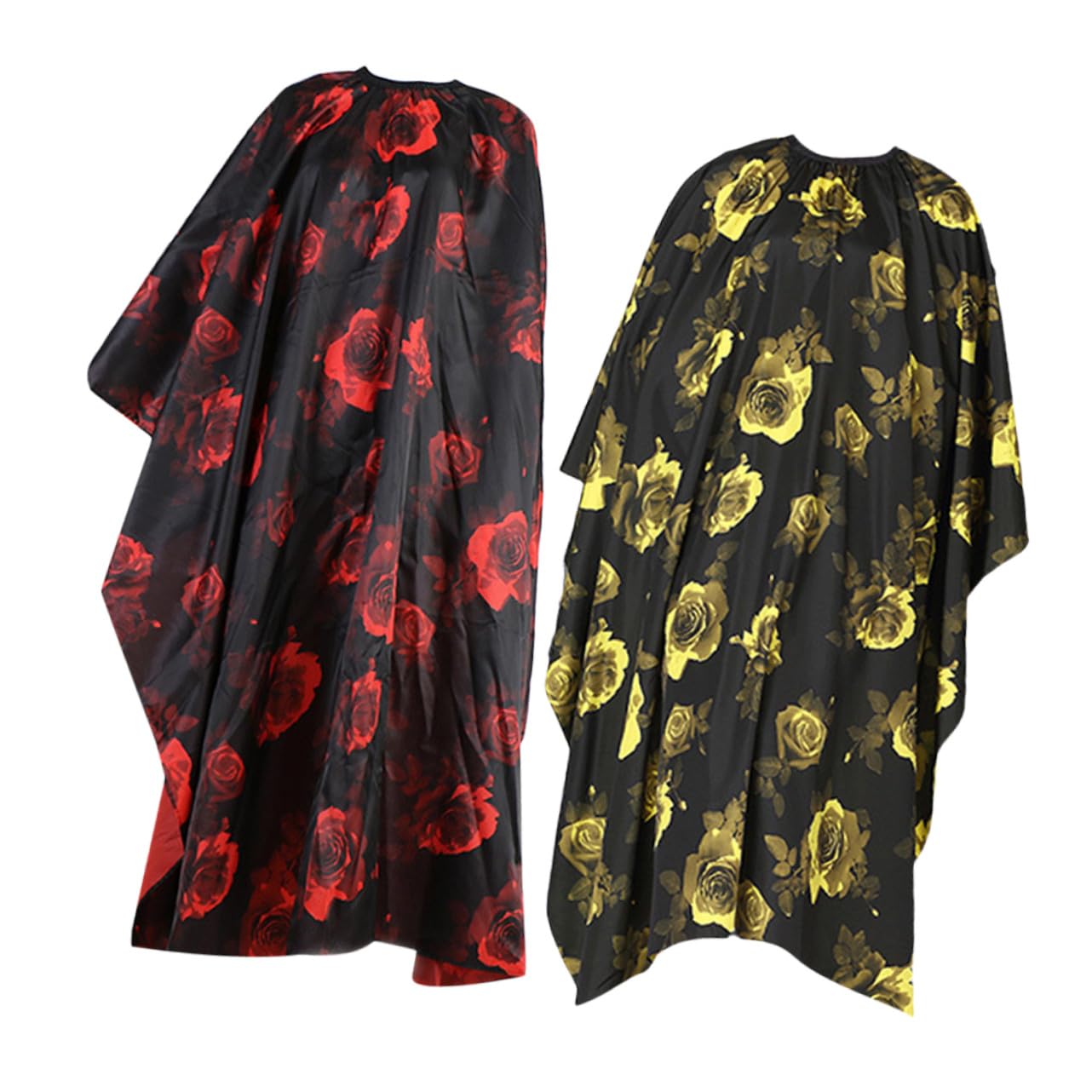 2 piezas Barber Cape con Patrón de Rosa Rojo y Amarillo Pongee Poliéster Transpirable para Corte y Teñido de Cabello Peluquería y Hogar