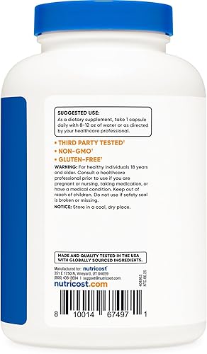 Miniatura 8 de Nutricost Taurina 1000 mg 400 cápsulas