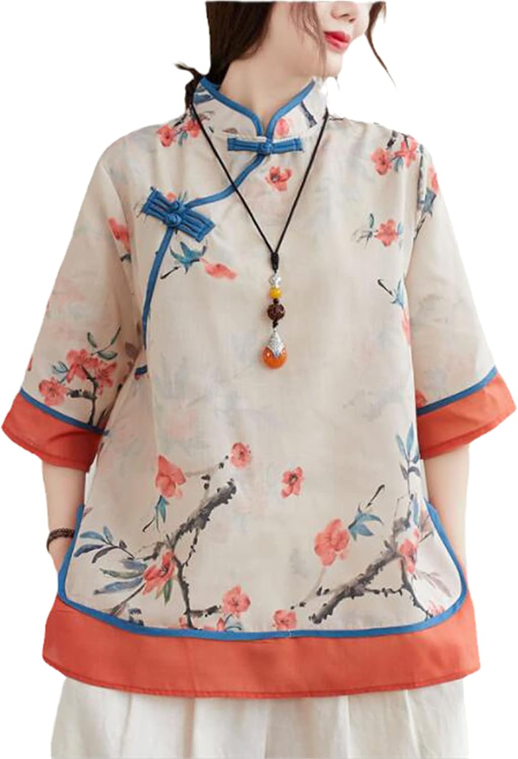 Women Cotton Linen Shirt Tang Suit Ladies Retro Disc Buckle Hanfu Improved Chinese Style Cheongsam and Clothes