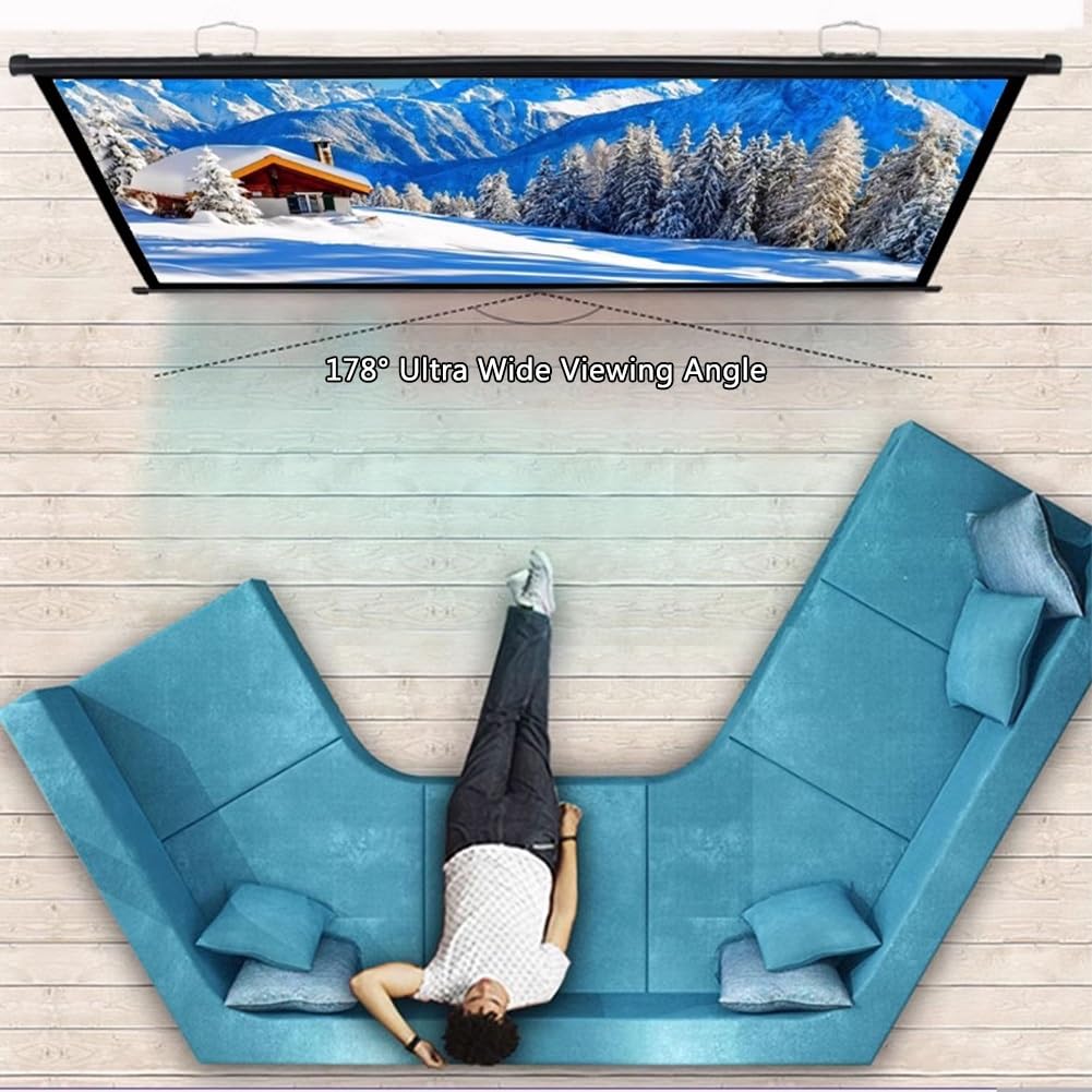 Schermo Cinematografico in PVC da 60/72/84/92pollici per Esterni con Treppiede, Schermo di Proiezione a Parete 4K HD per Campeggio, Home Theater(84"(4:3))
