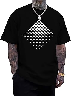 Aiyino Men's Triangle Geometric Tee – Gradient Art 100% Cotton Casual Top | Perfect for Urban Outfits, Tattoo Lovers & Minimalist Fans.