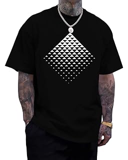 Mens Graphic T-Shirts Triangle Geometric Gradient Art Short Sleeve Summer Top Crewneck Casual Tees for Men - Amazon product rated Grade A