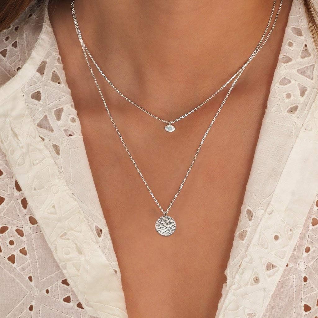 LOYATA Gold Round Circle Pendant Necklace, view 2