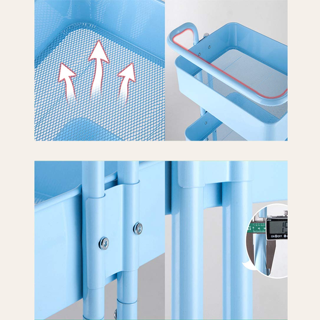 ZYFA Carrello Cucina a 3 Piani Servizio,con Rotelle Bloccabili, Scaffale Portaoggetti Mobile in Acciaio,Carrello Portaoggetti Multiuso, Carrello Salvaspazio, Scaffale Rete Metallica Contenitori
