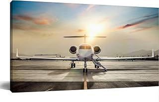 TOOUTEREA 20x40 Frame Large Canvas Painting Wall Art Private Jet Airport Runway Wall Decor for Living Room Bedroom Kitchen Bathroom Office Artwork Home Decor